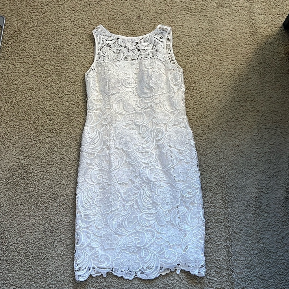 Adrianna Papell White Lace Dress Size 2
